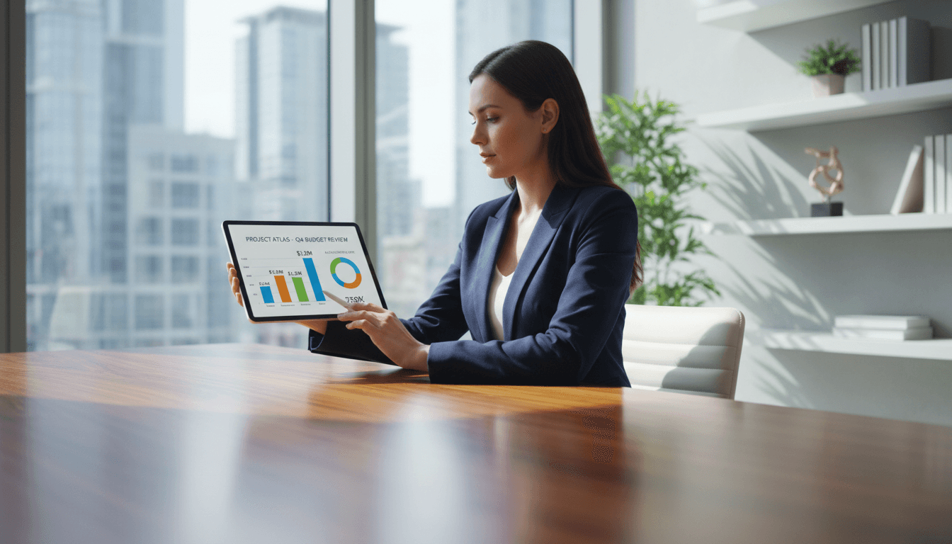 Person examining a financial chart on a digital device